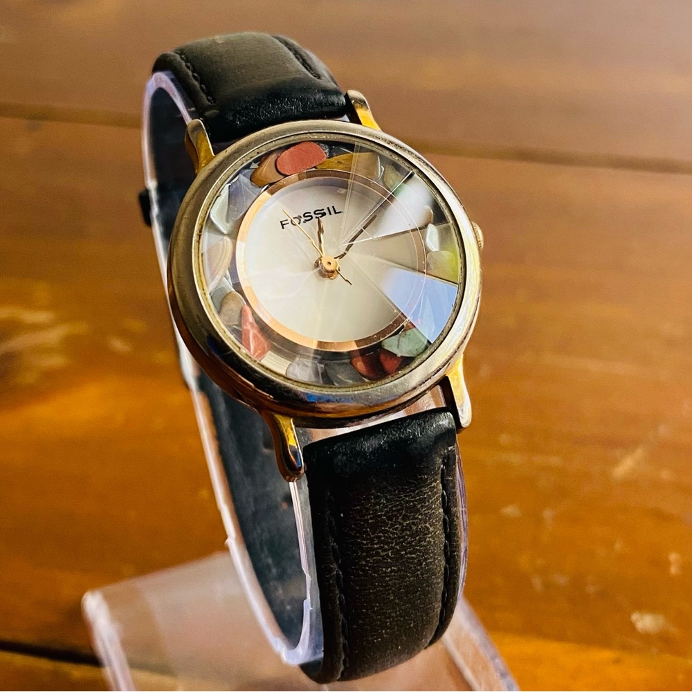 1994 FOSSIL MULTI COLOR STONE WATCH PC-7330